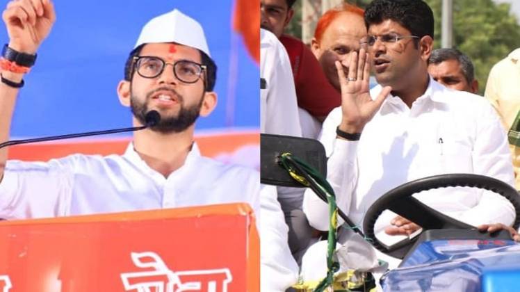 शिवसेना नेता आदित्य ठाकरे और जेजेपी नेता दुष्यंत चौटाला