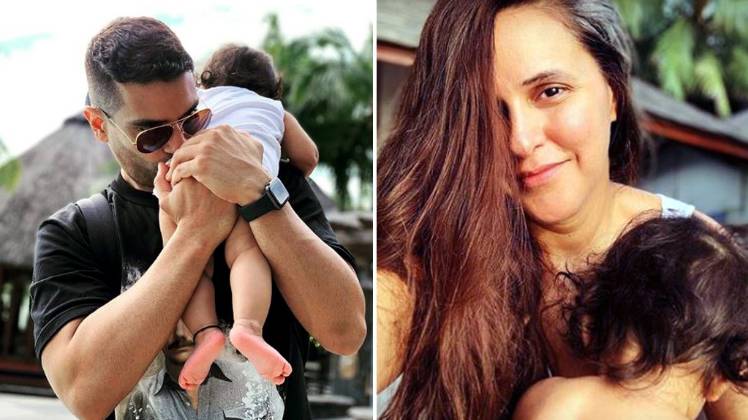 अंगद बेदी-नेहा धूपिया बेटी मेहर के साथ 