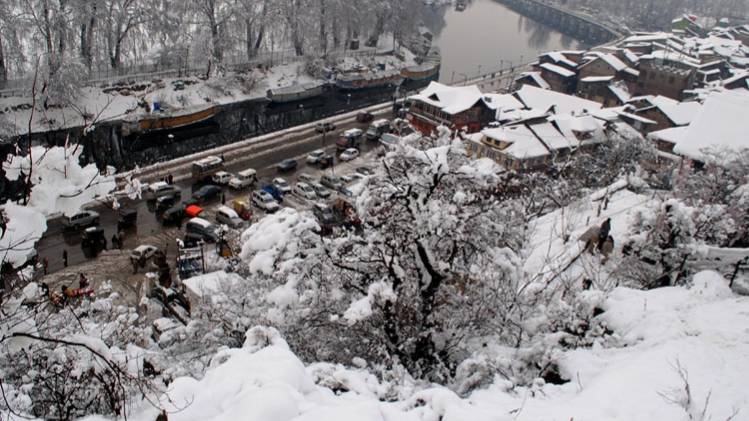 कश्मीर में बर्फबारी (Photo- IANS)