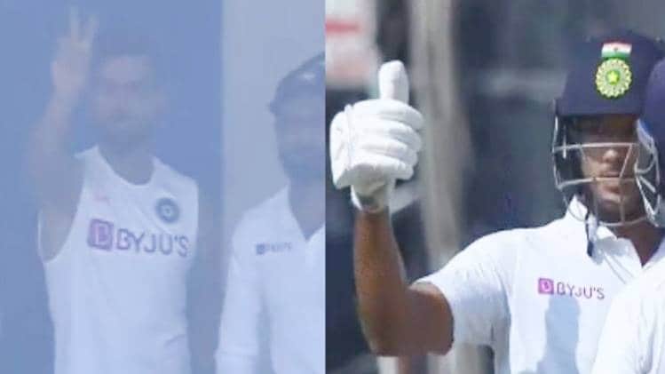 मयंक अग्रवाल को इशारा करते कप्तान विराट कोहली (फोटो- ट्विटर)