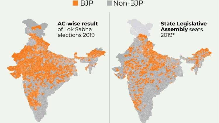 बीजेपी केन्द्र में मजबूत जबकि राज्यों में कमजोर (GFX: DIU for India Today)