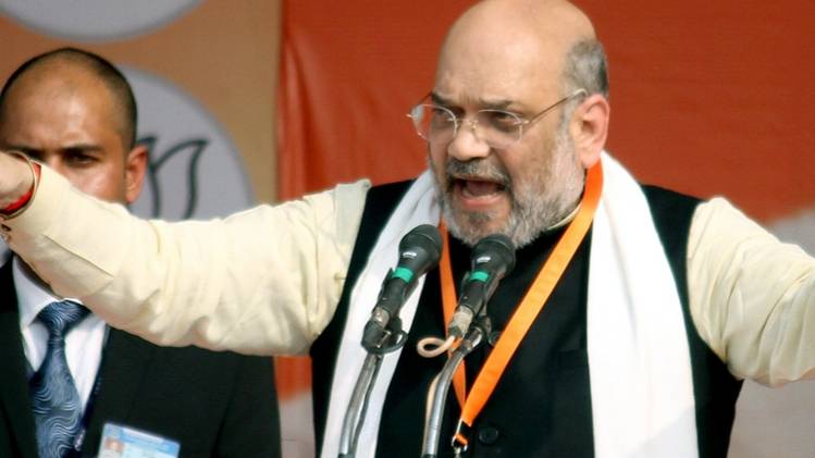 अमित शाह ने दिल्ली के मटियाला में चुनावी रैली को संबोधित किया (ANI)