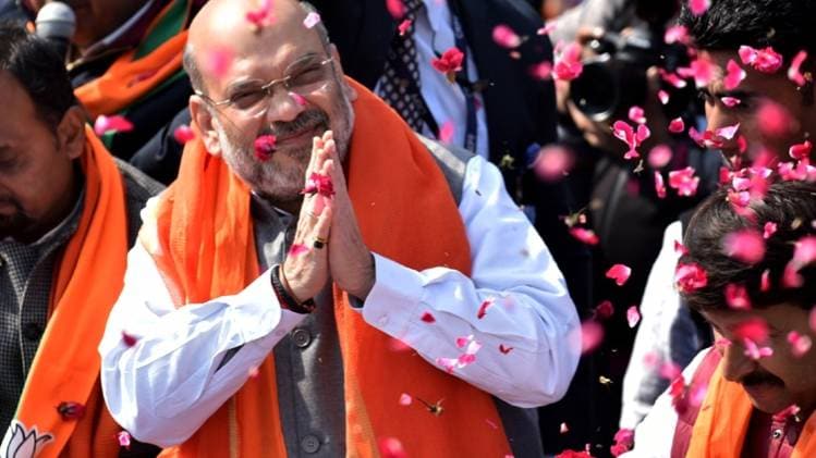 रैली में अमित शाह ने बीजेपी के पक्ष में वोट देने की अपील की (ANI)