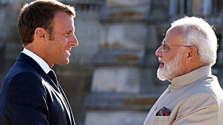 सीएए पर भारत को मिला फ्रांस का साथ (PM मोदी के साथ फ्रांस के राष्ट्रपति मैक्रों. फोटो-ANI)