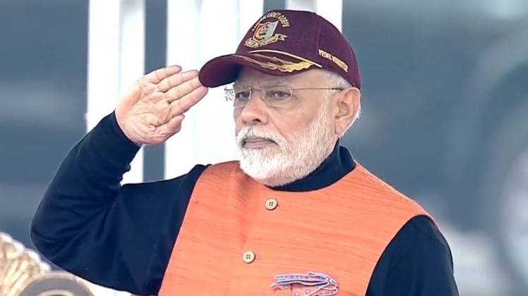 NCC कैडेट्स की सलामी लेते पीएम नरेंद्र मोदी (वीडियो ग्रैब)