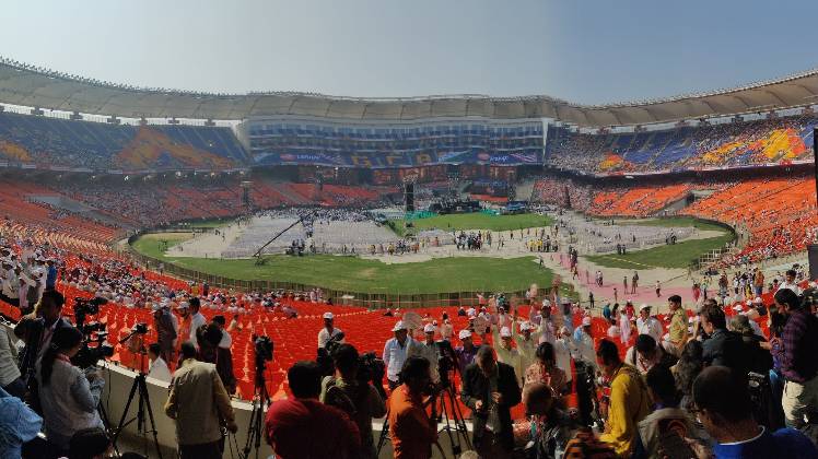 दुनिया के सबसे बड़े क्रिकेट स्टेडियम में होगा नमस्ते ट्रंप इवेंट (फोटो-@iPankajShukla)