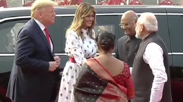 राष्ट्रपति भवन में डोनाल्ड ट्रंप का स्वागत (ANI)