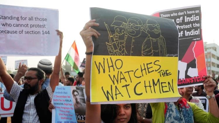 सीएए के ख‍िलाफ प्रदर्शन की तस्वीर (AP)