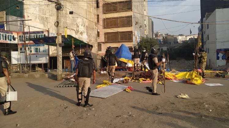 शाहीन बाग प्रदर्शनस्थल को खाली कराया गया (फोटो-कुलवंत)