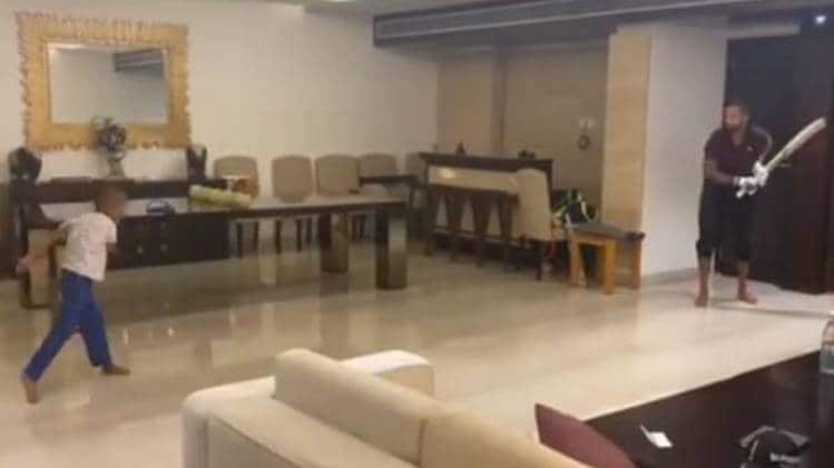 Shikhar Dhawan Playing Cricket With Son