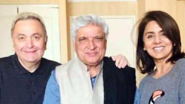 ऋष‍ि कपूर, जावेद अख्तर और नीतू कपूर 