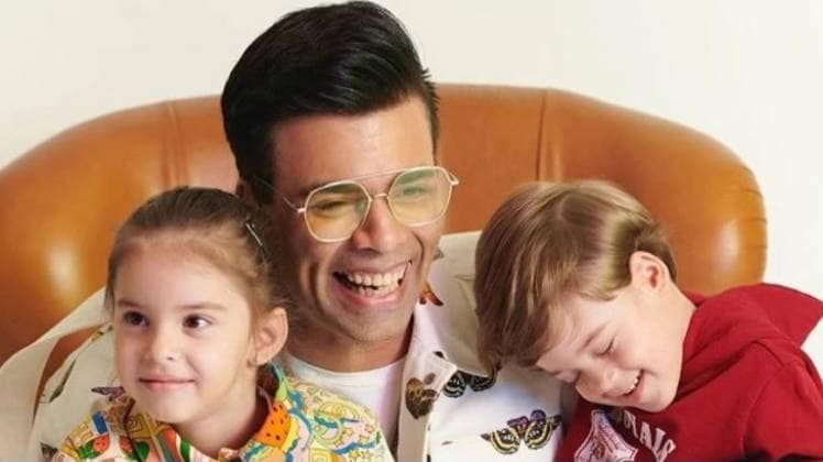 करण जौहर अपने बच्चे यश और रूही के साथ