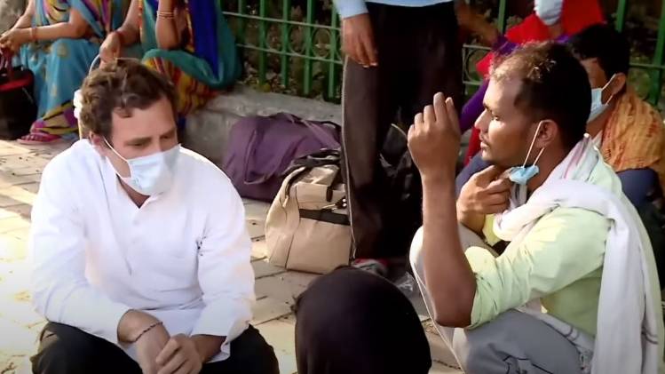राहुल ने लिया प्रवासी मजदूरों का हाल 