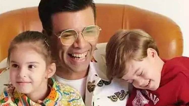 बेटे यश और बेटी रूही के साथ करण जौहर