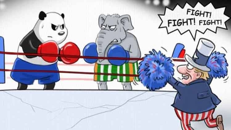 चीनी अखबार ग्लोबल टाइम्स ने बनाया कार्टून