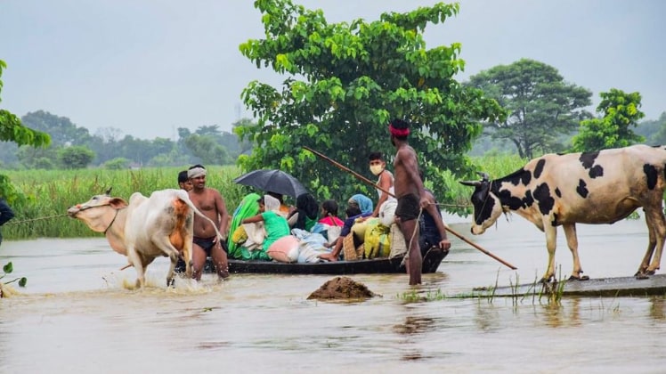 गोपालगंज में सुरक्षित स्थानों पर जाते लोग (फोटो- पीटीआई)