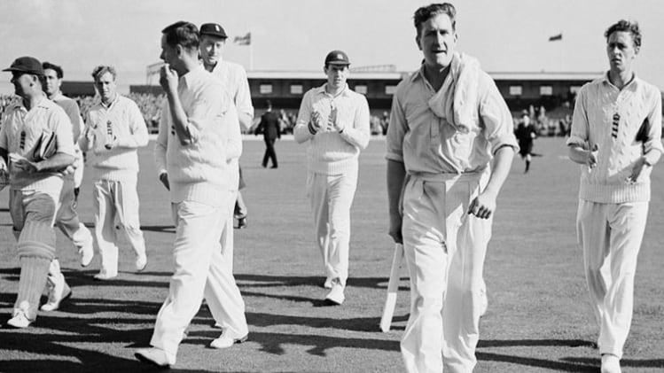 Jim Laker will always be remembered for his bowling in the Test match at Old Trafford in 1956 (Getty)