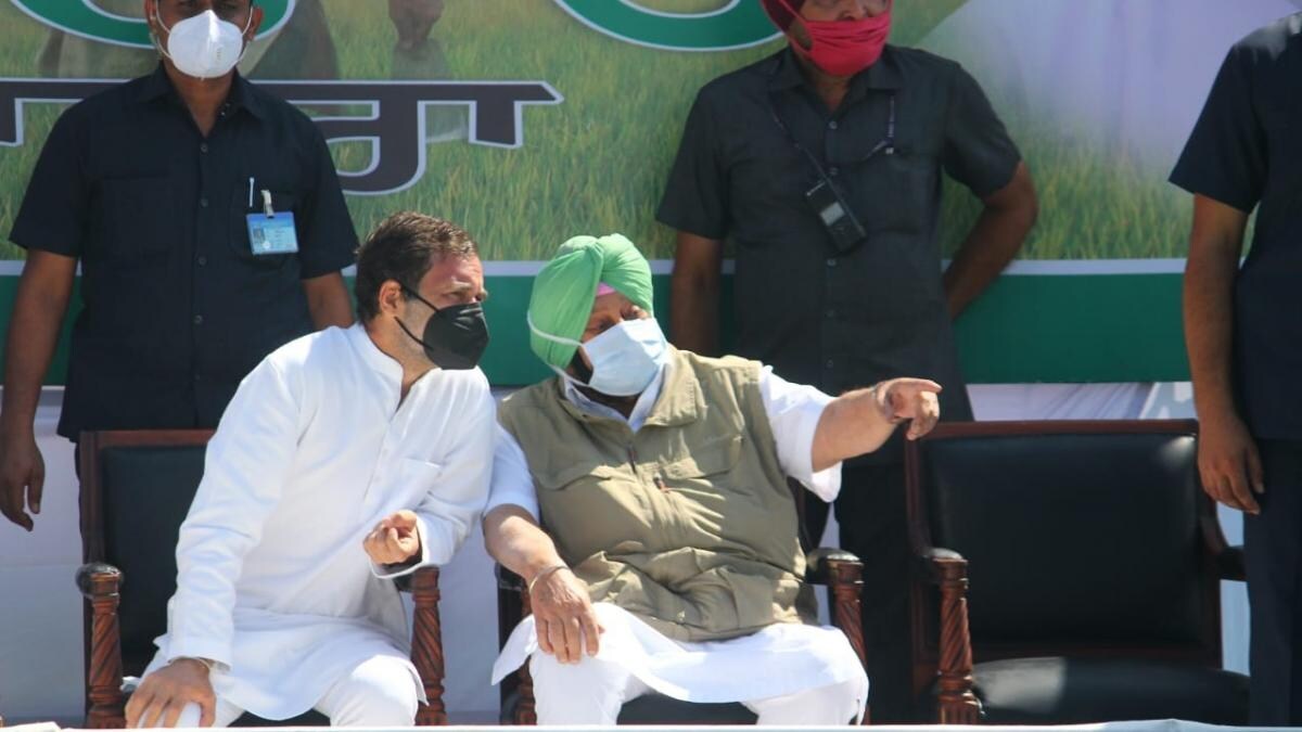 रैली के दौरान राहुल गांधी और कैप्टन अमरिंदर