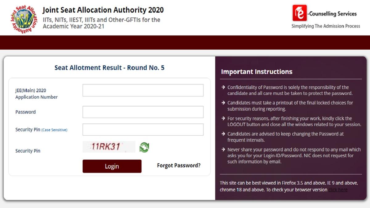 JoSAA Counselling Result