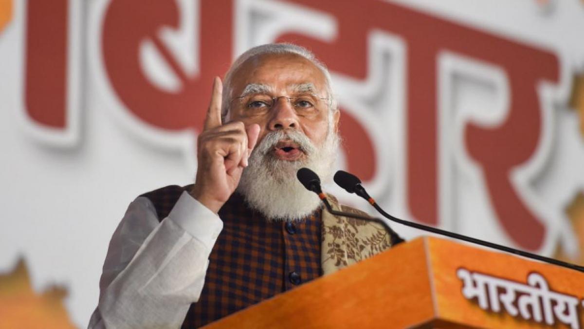 बीजेपी मुख्यालय में पीएम मोदी का संबोधन (PTI फोटो)
