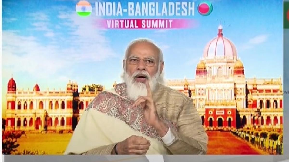 वर्चुअल समिट के दौरान पीएम मोदी (PTI)