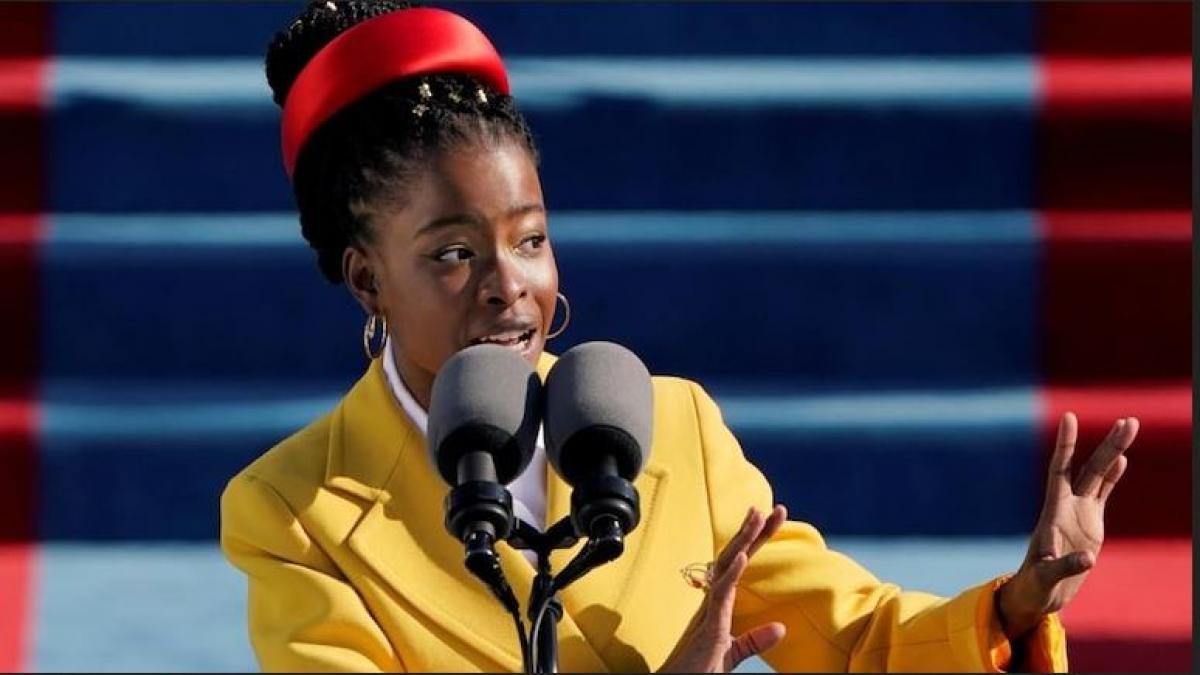 Poet Amanda Gorman at Inauguration ceremony Photo: Reuters