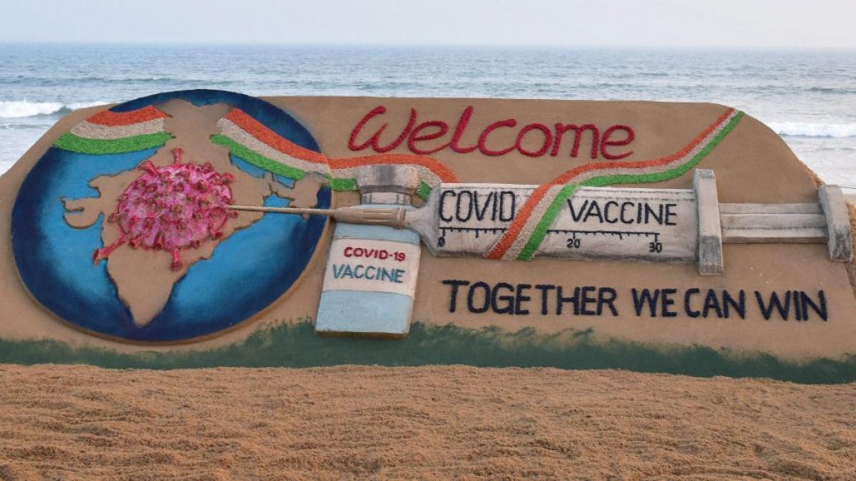 पुरी में सैंड आर्ट के जरिए सुदर्शन पटनायक ने दिया संदेश (PTI)