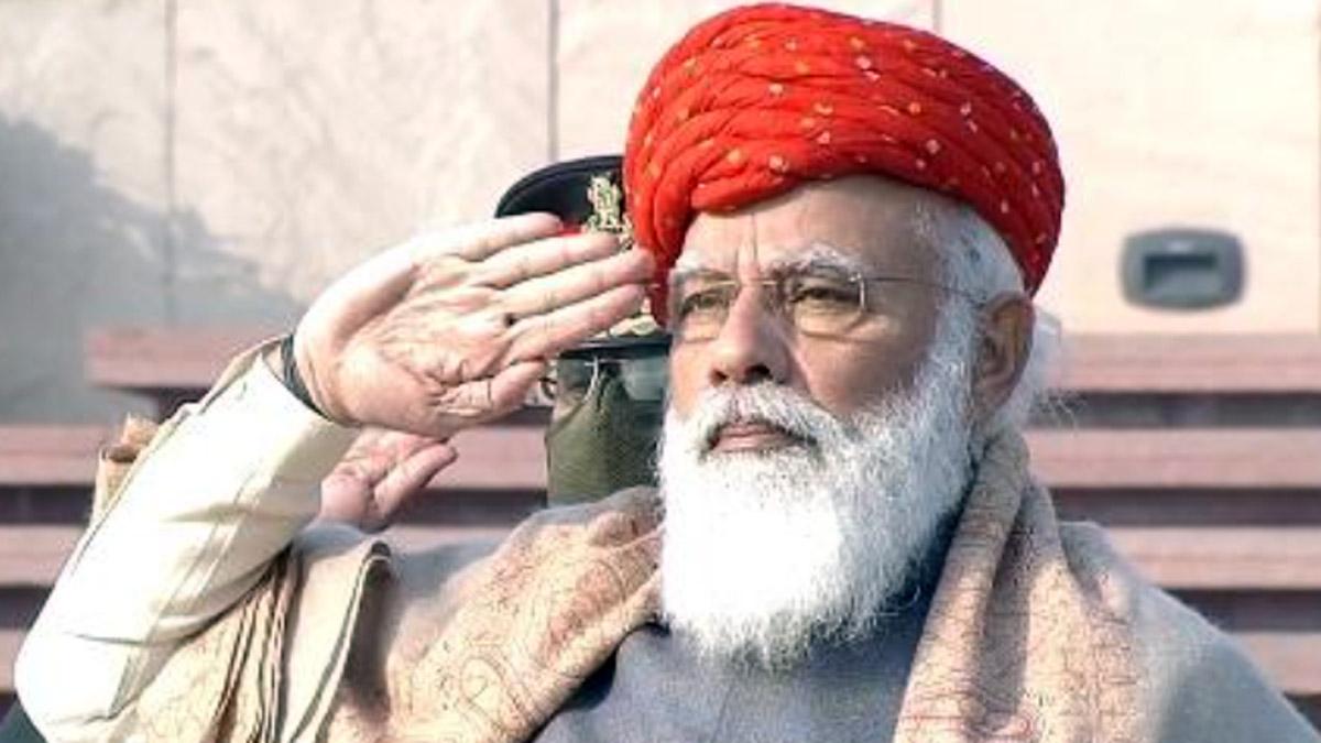 72वें गणतंत्र दिवस के मौके पर खास पगड़ी में नजर आए पीएम मोदी