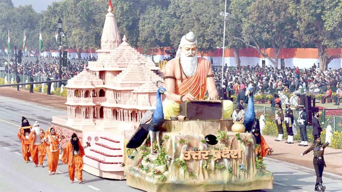 राजपथ पर उत्तर प्रदेश की राम मंदिर मॉडल वाली झांकी (ट्विटर)