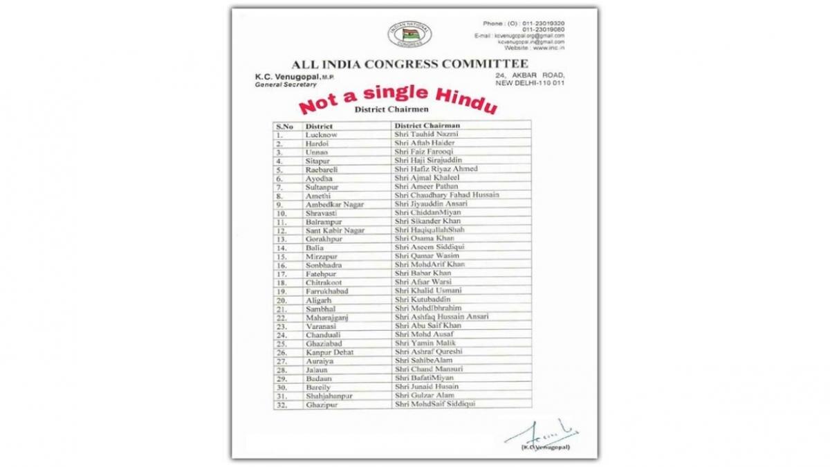 कांग्रेस के जिलाध्यक्षों की वायरल सूची