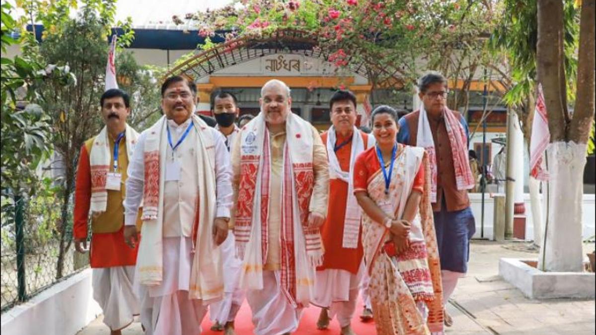 असम दौरे पर गृह मंत्री अमित शाह (फोटो- पीटीआई)