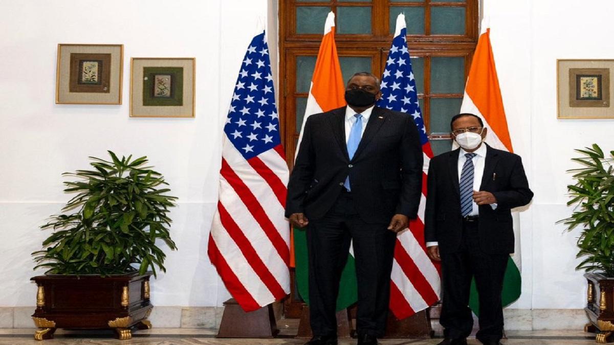 अमेरिकी रक्षा मंत्री लॉयड जेम्स ऑस्टिन और NSA अजीत डोभाल (फोटो-ट्विटर)