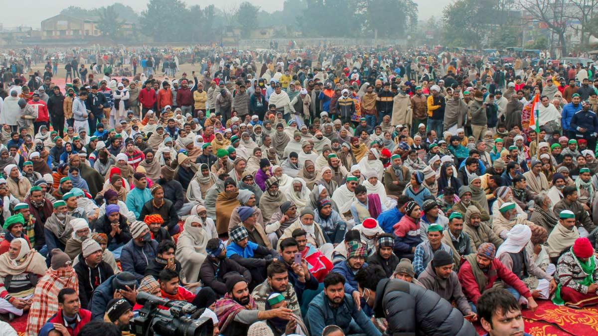 29 जनवरी को इसी मैदान पर नरेश टिकैत ने की थी महापंचायत (पीटीआई)