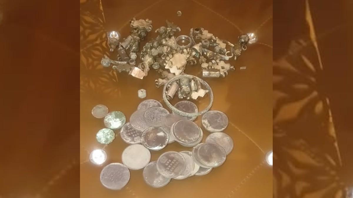 खुदाई के दौरान मिला ब्रिटिश काल के सिक्के