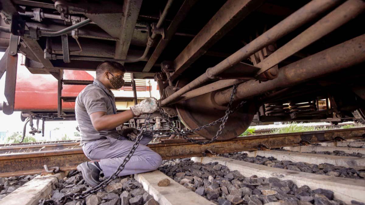 Railway Trains tied with chains ahead cyclone yaas alert (Photo-PTI)