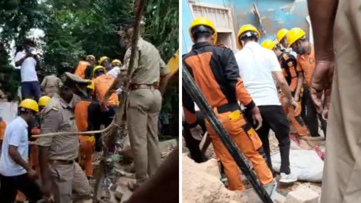 लखनऊ में जर्जर हालत वाली इमारत गिरी