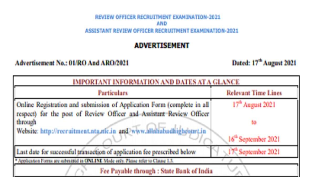 RO ARO Recruitment 2021: