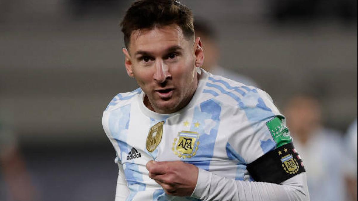 Argentina's Lionel Messi celebrates after scoring against Bolivia. (Getty)