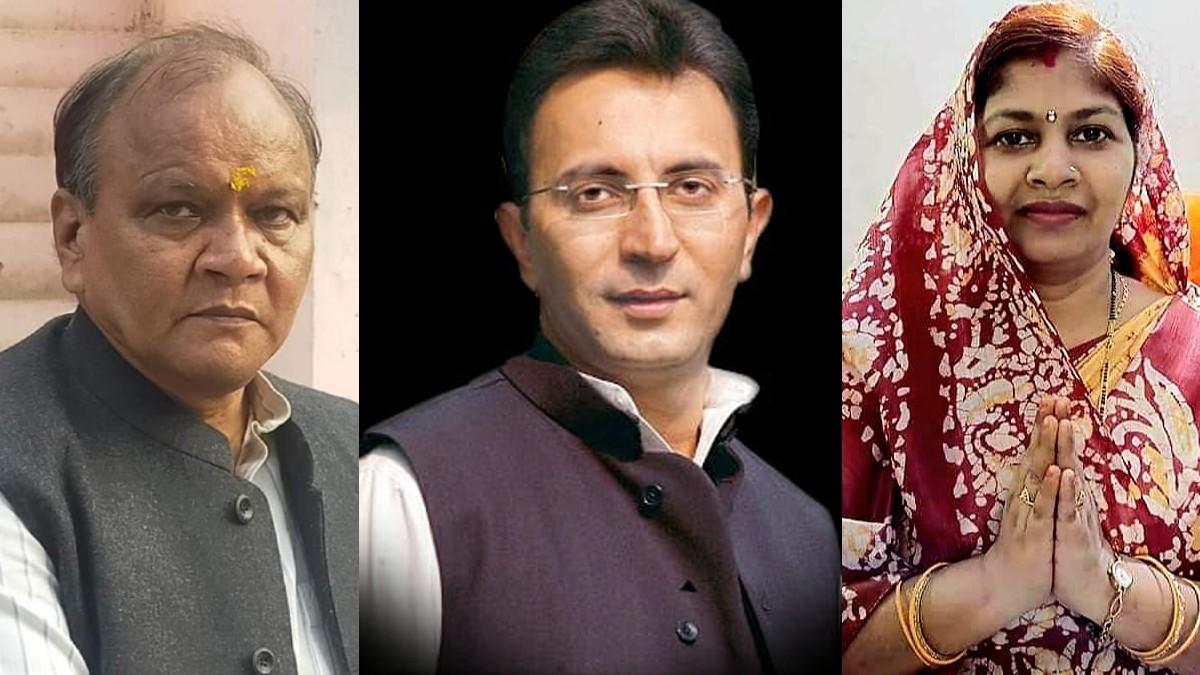 फोटो- छत्रपाल गंगवार, जितिन प्रसाद और संगीता बिंद (बाएं से दाएं)