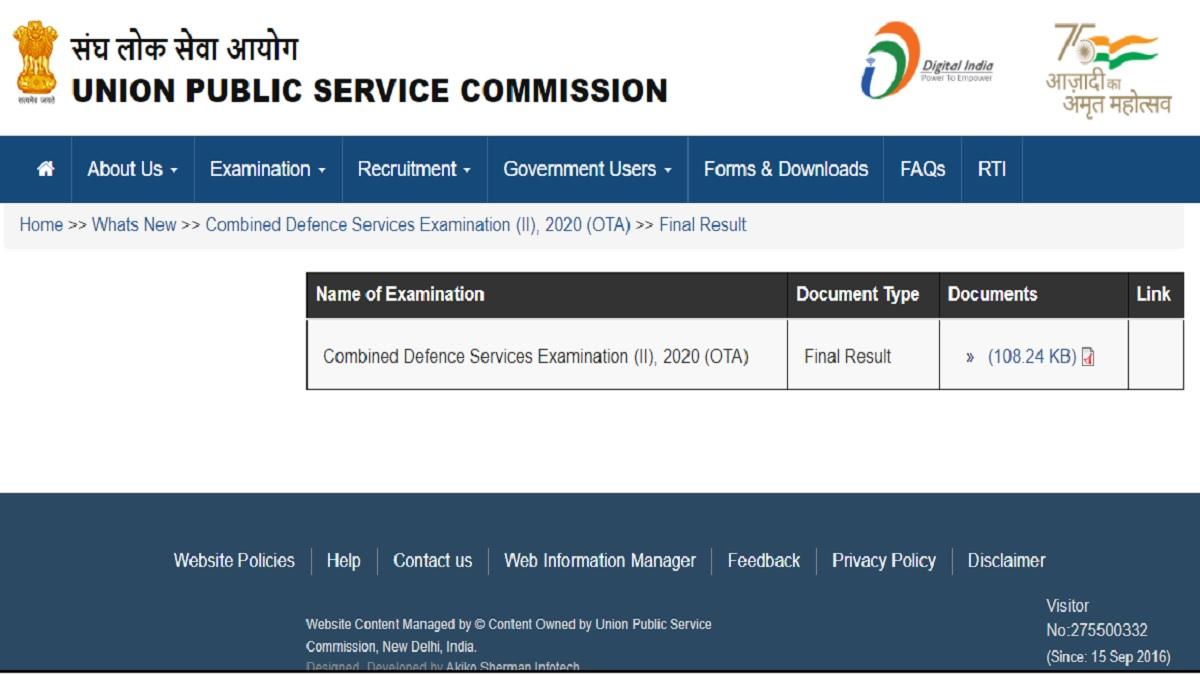 UPSC CDS II Result 2021: