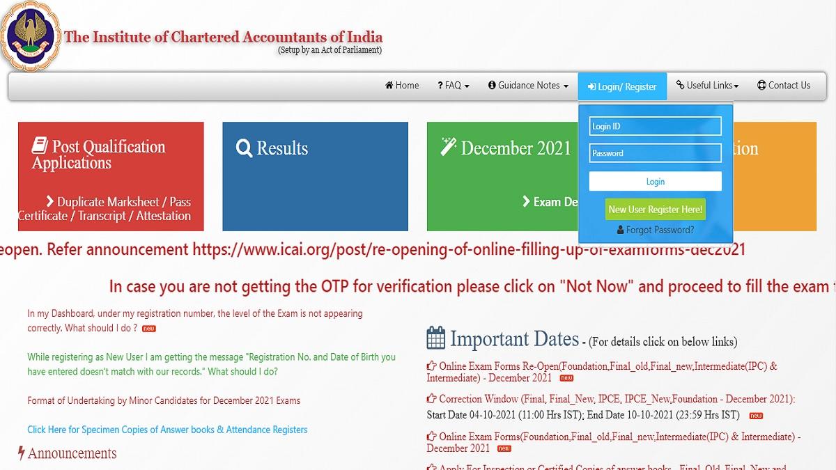 ICAI CA Admit Card 2021: