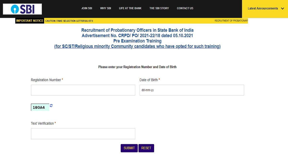 SBI PO PET Admit Card 2021: