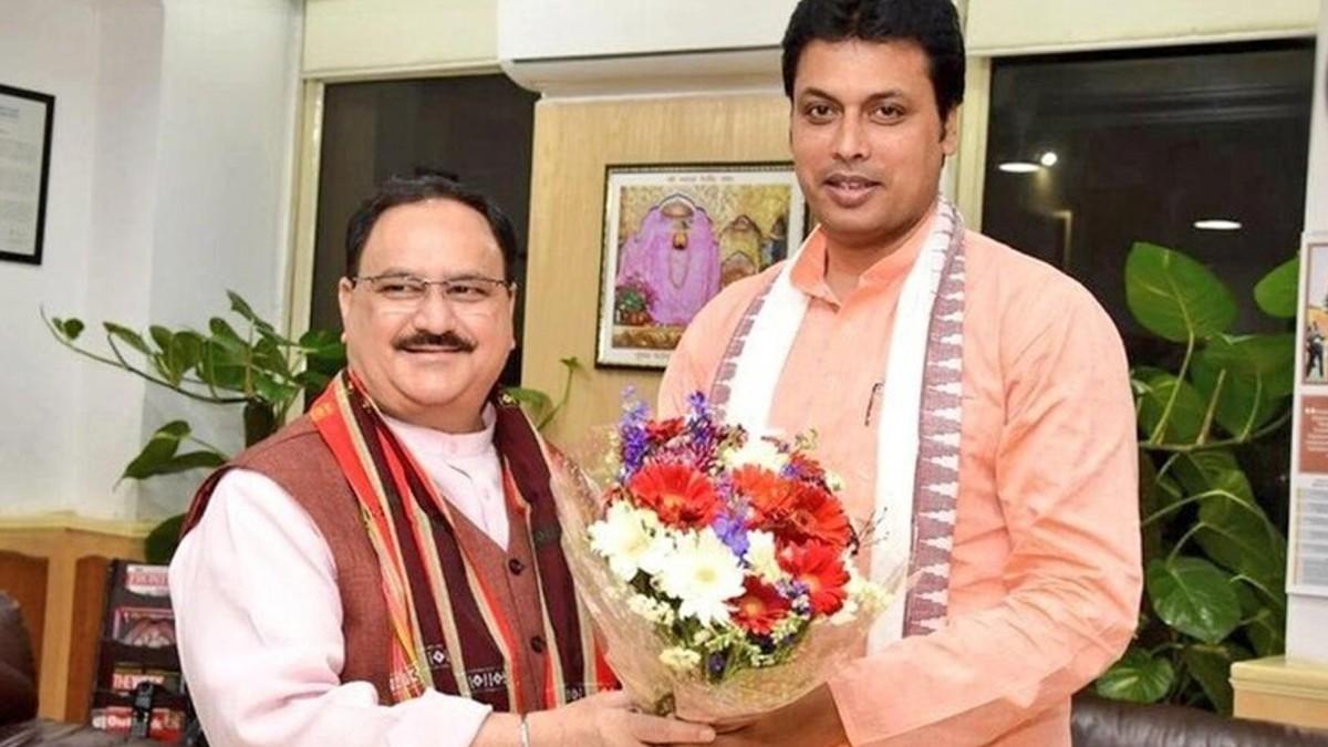 त्रिपुरा के सीएम बिप्लब देब भाजपा अध्यक्ष जेपी नड्डा के साथ (फाइल फोटो)