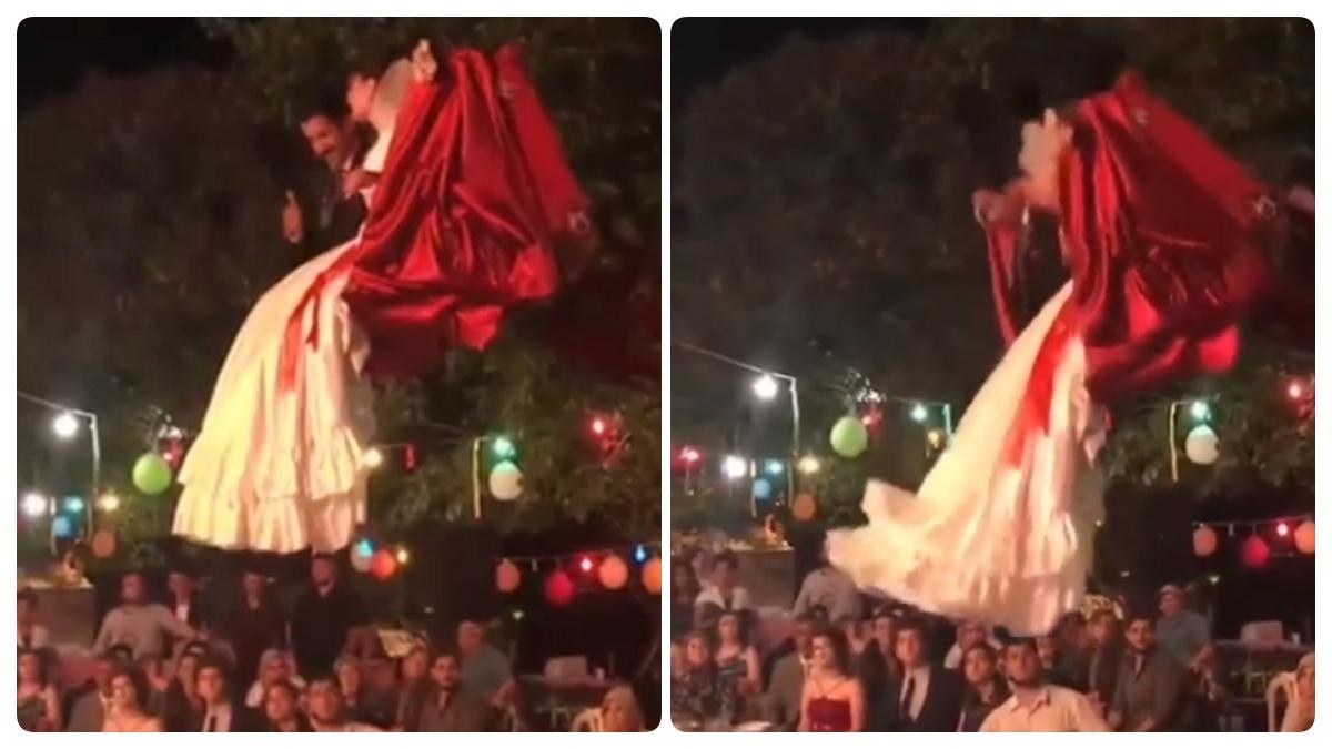 JCB से गिरे कपल 