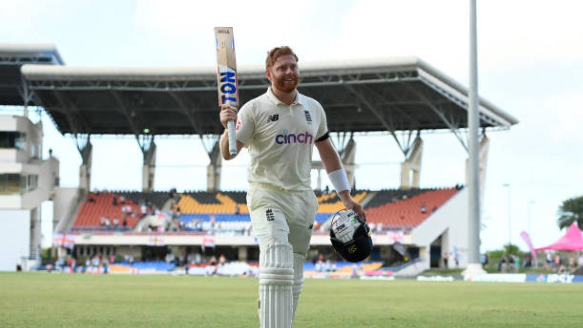 Jonny Bairstow walking back after day play in Antigua (Getty)
