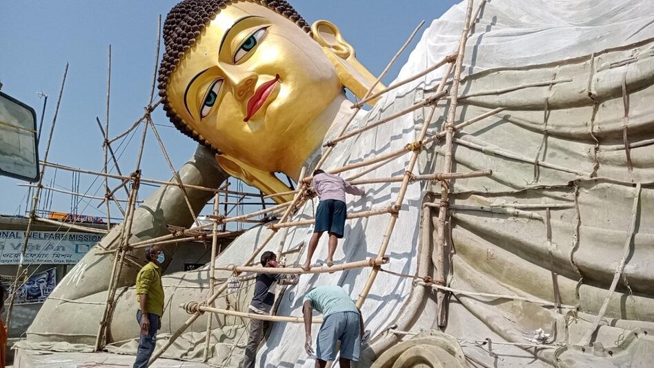 बोध गया में बन रही भागवान बुद्धी की प्रतिमा