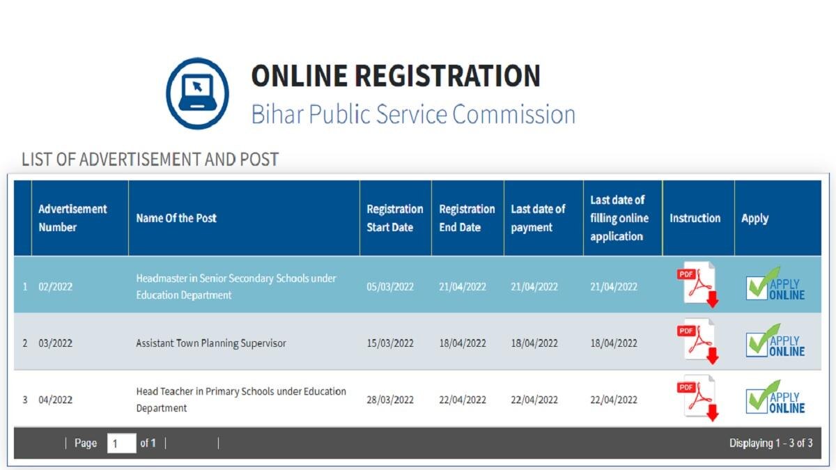 BPSC Headmaster recruitment 2022