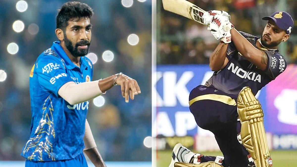 Jasprit Bumrah and Nitish Rana (Twitter)