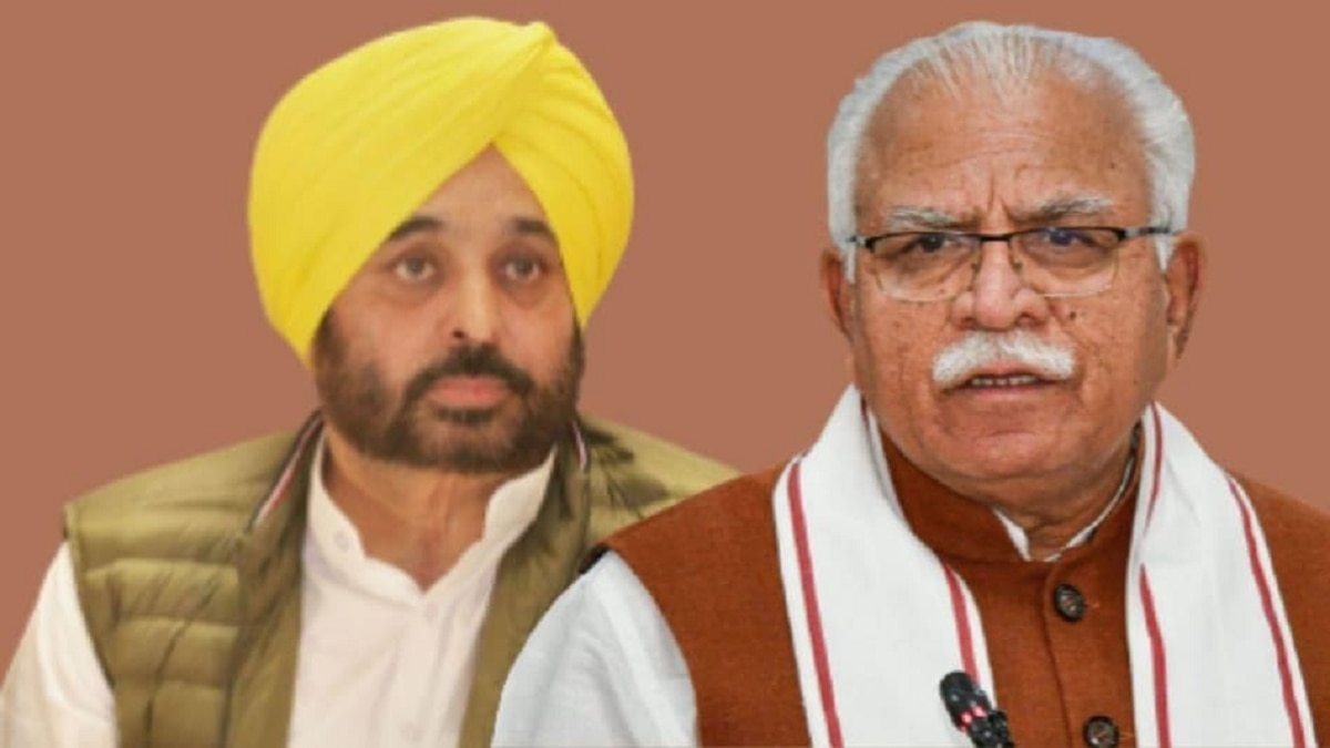 पंजाब सीएम भगवंत मान और हरियाणा सीएम मनोहर लाल खट्टर (फाइल फोटो-PTI)