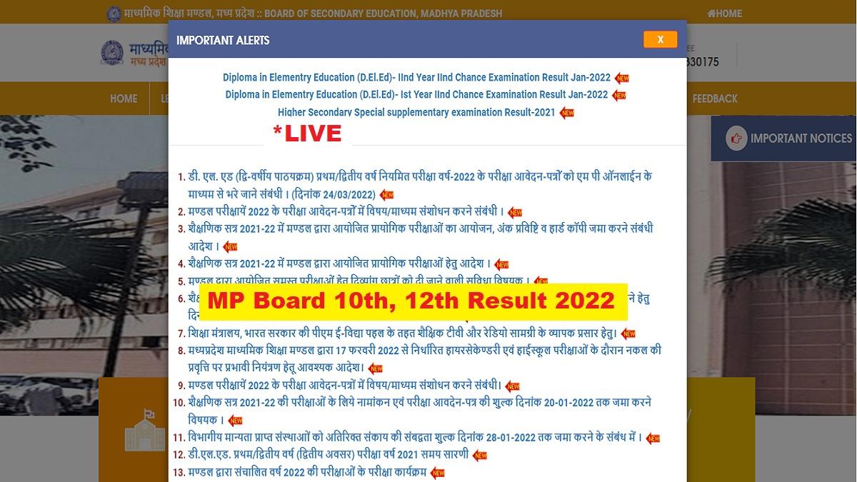 MP Board 10th, 12th Result 2022: